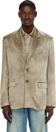Diesel Blazer in wrinkled satin - Jackets - Man - Brown