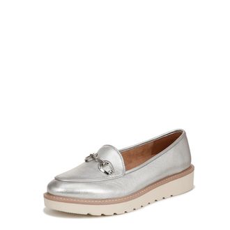 Naturalizer Womens Adiline Bit Loafer, Silver Leather, 7 Wide