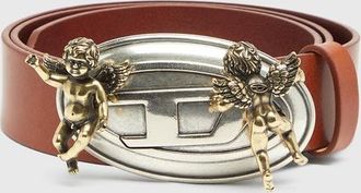 Diesel 3.5cm leather belt with cherub Oval D buckle - Belts - Woman - Brown