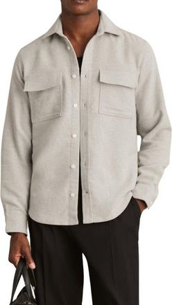 Reiss Camber Cotton Moleskin Overshirt in Soft Grey Melan at Nordstrom, Size Xx-Large