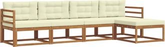 vidaXL Conjunto De Sof&aacute;s De Exterior 5 Uds. Natural Y Crema Vidaxl