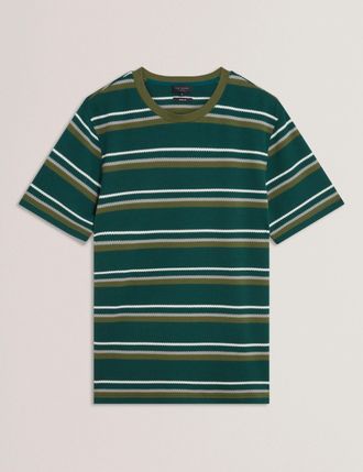 Ted Baker Mens Striped Textured Crew Neck T-Shirt