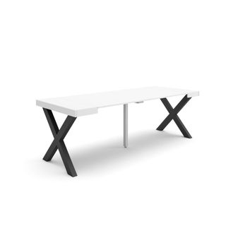 Skraut Home Mesa Consola Extensible, Mesa Comedor Plegable, 220, Para 10 Comensales, Patas Madera Maciza, Estilo Moderno, Blanco - Skraut Home