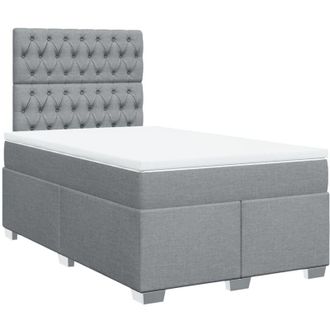 vidaXL Vidaxl - Cama Box Spring Con Colch&oacute;n Tela Gris Claro 120x200 Cm