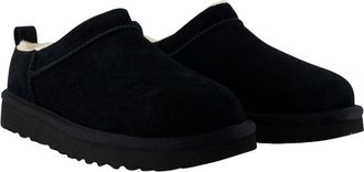 UGG Womens Suede Slip-On Slipper Black Calfskin