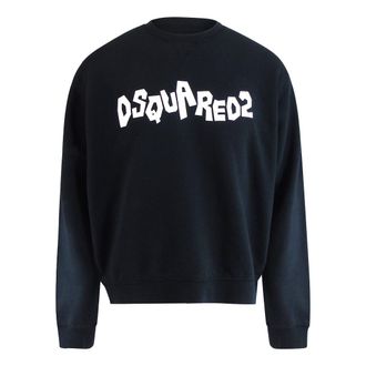 Dsquared2 Womens Contrast Brand Logo Black Jumper Cotton - Size Large