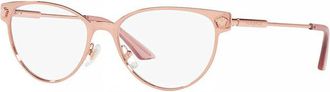 Versace Eyeglasses Cat Eye Full Rim, Rose Gold Frame And Clear Demo Lenses Lens Ve12771412