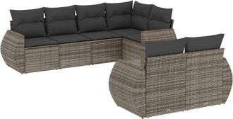 vidaXL Set De Sof&aacute;s De Jard&iacute;n 7 Piezas Con Cojines Rat&aacute;n Pe Gris Vidaxl