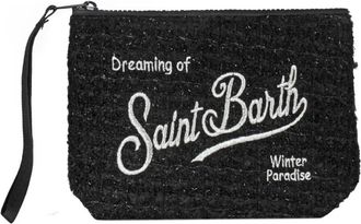 MC2 Saint Barth Clutches, female, Black, Size: ONE SIZE Neoprene and tweed clutch with embroidered logo
