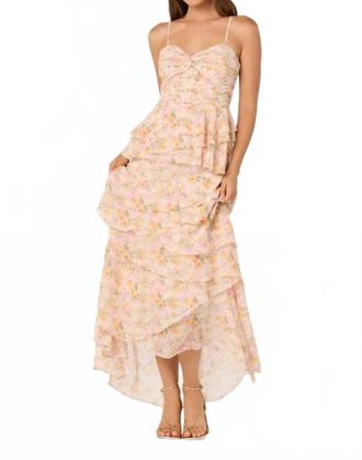 Astr Coline Ruffle Chiffon Maxi Dress In Pink/orange Floral