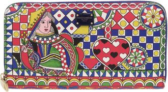 Dolce & Gabbana Blue Multi-Color Red Color Leather Long Wallet (Bi-Fold) (Pre-Owned)