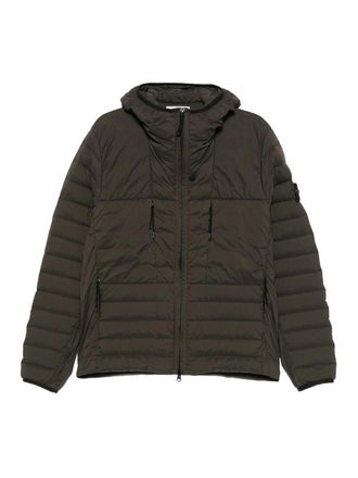 Stone Island Green Quilted Puffer Jacket With Pockets