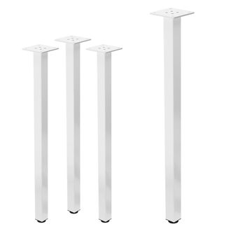 ML Design Set 4x patas de mesa 72 cm regulables de acero 4x4 cm blanco brillante