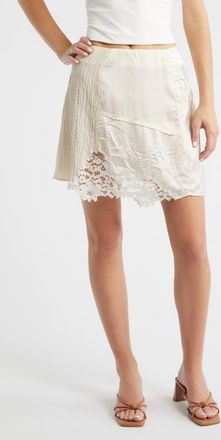 Topshop Lace Patchwork Miniskirt in Ivory at Nordstrom, Size 8 Us