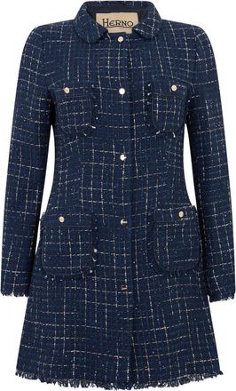 Herno Chaqueta de Tweed con Cuello - Jackets - Mujer - Azul - S