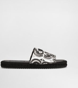 Dolce & Gabbana Shell-print Canvas Espadrille Sandal - Man Sandals And Slides Multicolor 40