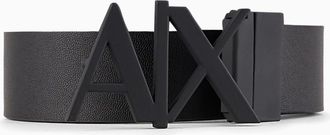 A|X Armani Exchange Mens Everyday Logo Belt, Black (Black/Monmist-Black/Monmist 61120), 34 (Size: 28)