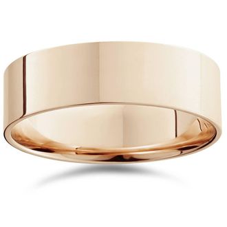 Pompeii3 7mm Flat High Polished Wedding Band 14K Rose Gold Size Selectable