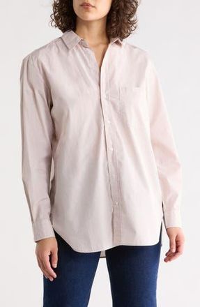 Frank & Eileen Striped Relaxed Fit Cotton Button-Up Shirt in Tan Mini White Stripe at Nordstrom Rack, Size Xx-Small