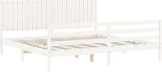 vidaXL Vidaxl - Estructura De Cama Con Cabecero Madera Maciza Blanco 200x200 Cm