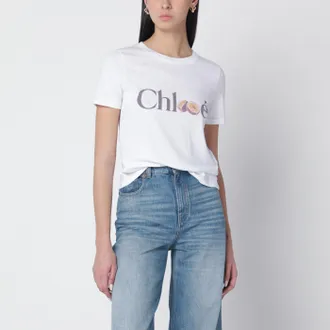 Chlo&eacute; White T-shirt with logo print