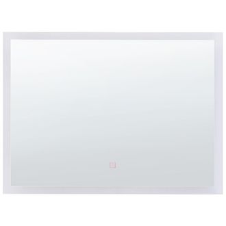 Beliani Beliani - Espejo De Ba&ntilde;o Iluminaci&oacute;n Led Plateado 60 X 80 Cm Rectangular Glamuroso Adour