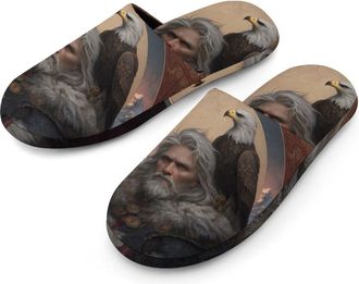 Generic Odin God Norse Mythology Mens House Slippers Slip Indoor Slipper On Shoes Warm Outdoor