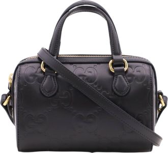 Gucci Black Leather Boston Bag (Pre-Owned)