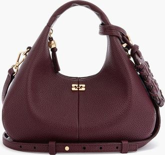 Ganni Red Mini Hobo Bag in Burgundy