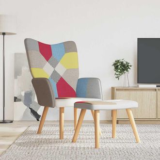 vidaXL Silla De Relajaci&oacute;n Con Reposapi&eacute;s Tela Patchwork Vidaxl