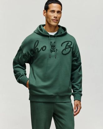 Psycho Bunny Mens Tate Chenille Hoodie 304 GARDEN TOPIARY / XXXL