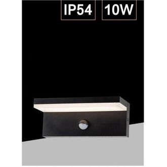 Trade Shop Trade Shop Traesio - Trade Shop - Applique Esterno 10w Con Sensore Pir Di Movimento Da Parete Giardino Ip54 Bs82-n