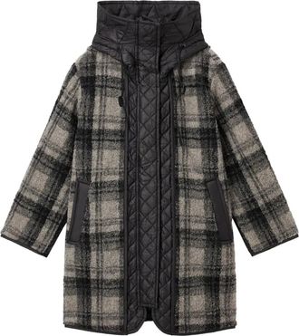 Juun.J Gewatteerde geruite jas - Grijs