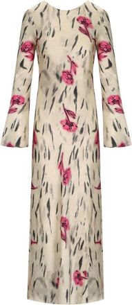 Ganni ABITO LUNGO IN SATIN AVORIO GANNI