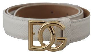 Dolce & Gabbana Womens White Leather Belt Model Dg - Ivory - Size 100 cm