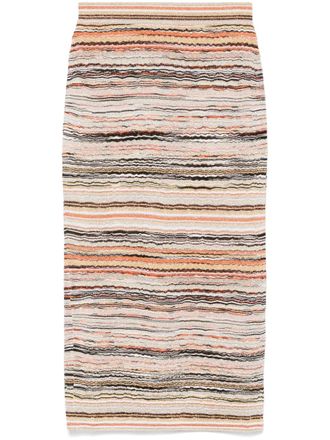 Missoni Lamé midi-rok met golfpatroon - Oranje