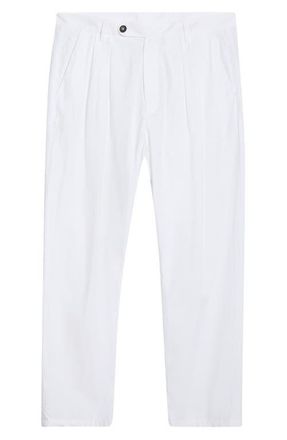 Massimo Alba Stan Pleated Cotton Trousers in Bianco at Nordstrom, Size 32 Us