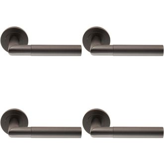 Loops 4x PAIR Knurled Round Bar Handle on Round Rose Concealed Fix Matt Black