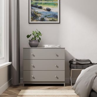 Lewis's Yarmouth 3 Drawer Chest in Uniform Grey & Dusk Grey - Ready Assembled - Lewiss Home | TJ Hughes