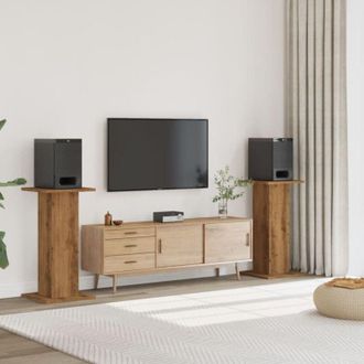 vidaXL Soportes Altavoces 2 Uds Madera Roble Artesano 30x30x80 Cm Vidaxl