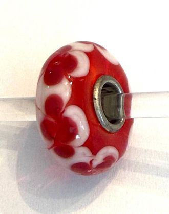 Trollbeads Womens Universal Charm Bead In Unique Red/white Bead