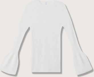 CFCL Womens Soft Portrait Bell Sleeve Top In White