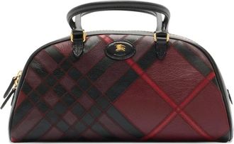 Burberry Borsa tote a quadri media - Rosso
