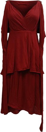 Jean Paul Gaultier Femme Tiered Midi Dress in Red Polyester