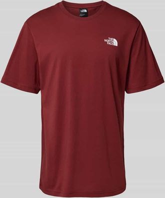 The North Face T-Shirt mit Label-Print in Dunkelrot, Größe L