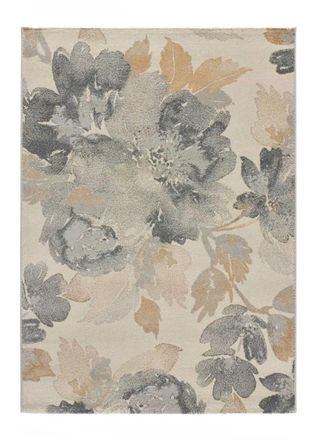 Atticgo Alfombra motivos florales gris/beige 140x200 cm