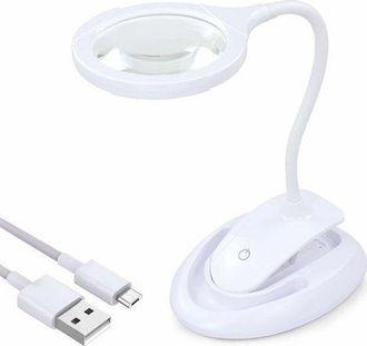 OEM Lupa Con Luz, L&aacute;mpara De Aumento 5x/10x Con Soporte Y Pinza, L&aacute;mpara De Escritorio Recargable Con Brillo Ajustable Para Lectura De Cerca, Pasatiempos,