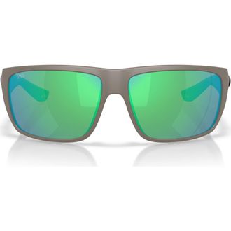 Costa 64mm Polarized Rectangular Sunglasses in Matte Olive Shale /Green 580G at Nordstrom