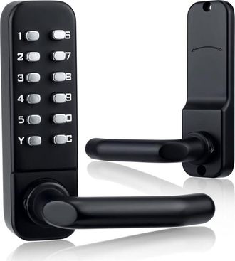 Elle Cerradura Mec&aacute;nica Sin Llave Para Puerta Principal - Teclado Impermeable De 12 Botones - Acero Inoxidable - Grosor De La Puerta: De 35 A 65 Mm
