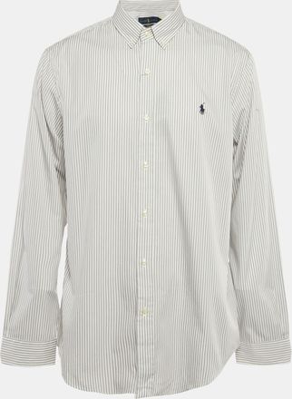 Ralph Lauren Grey Stripe Stretch Cotton Long Sleeve Slim Fit Sport Shirt